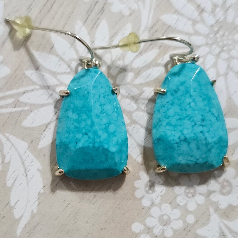 Kendra Scott Blue Turquoise Gold Drop Earrings